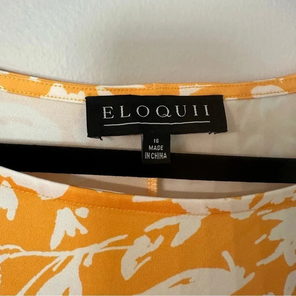Eloquii Women's Short Dolman Sleeve Yellow & White Floral Maxi Dress Size 16 GUC - Picture 6 of 10